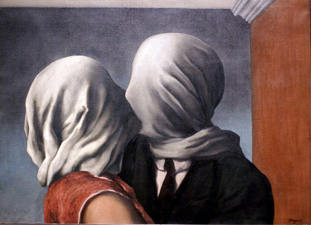 painting love the lovers by rene magritte