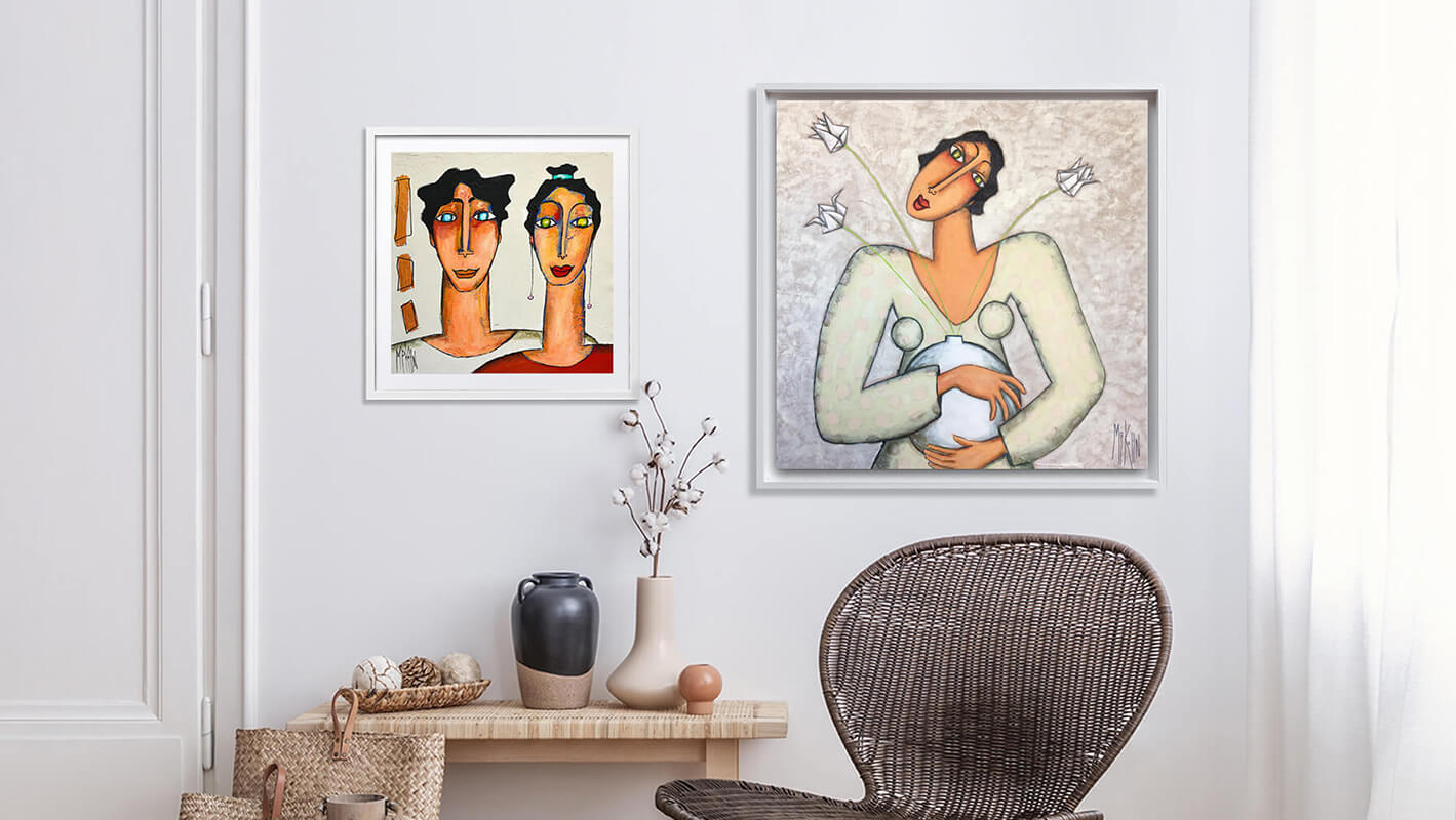 peinture acrylique contemporaine en tableaux sur mur