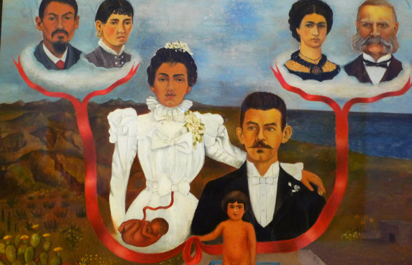 Mes grands parents, mes parents et moi, oeuvre célèbre de Frida Kahlo représentant son arbre généalogique.