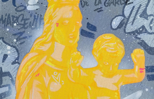 graffiti painting of Kedarone, Notre dame